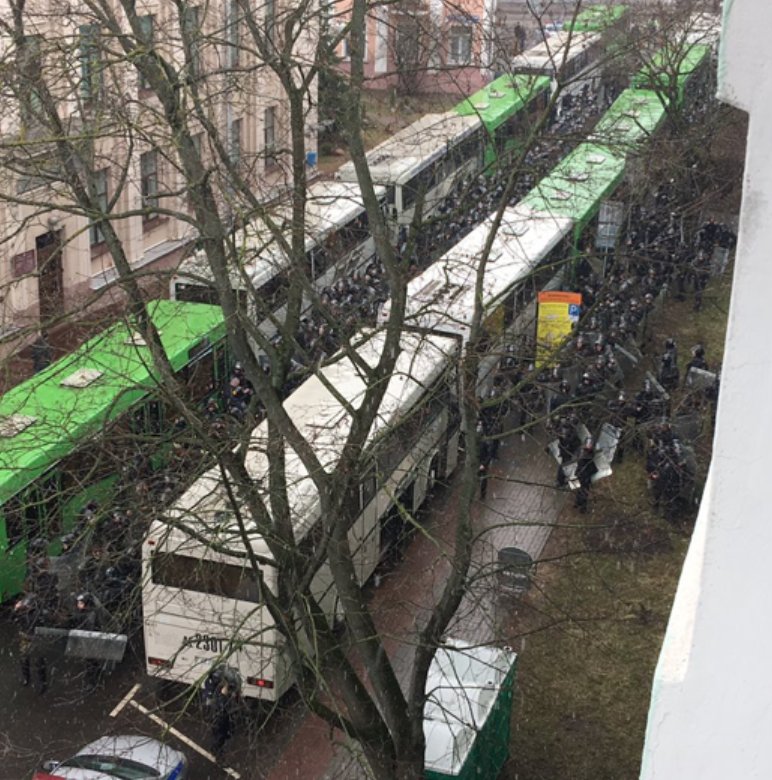Large number of riot police in Minsk now