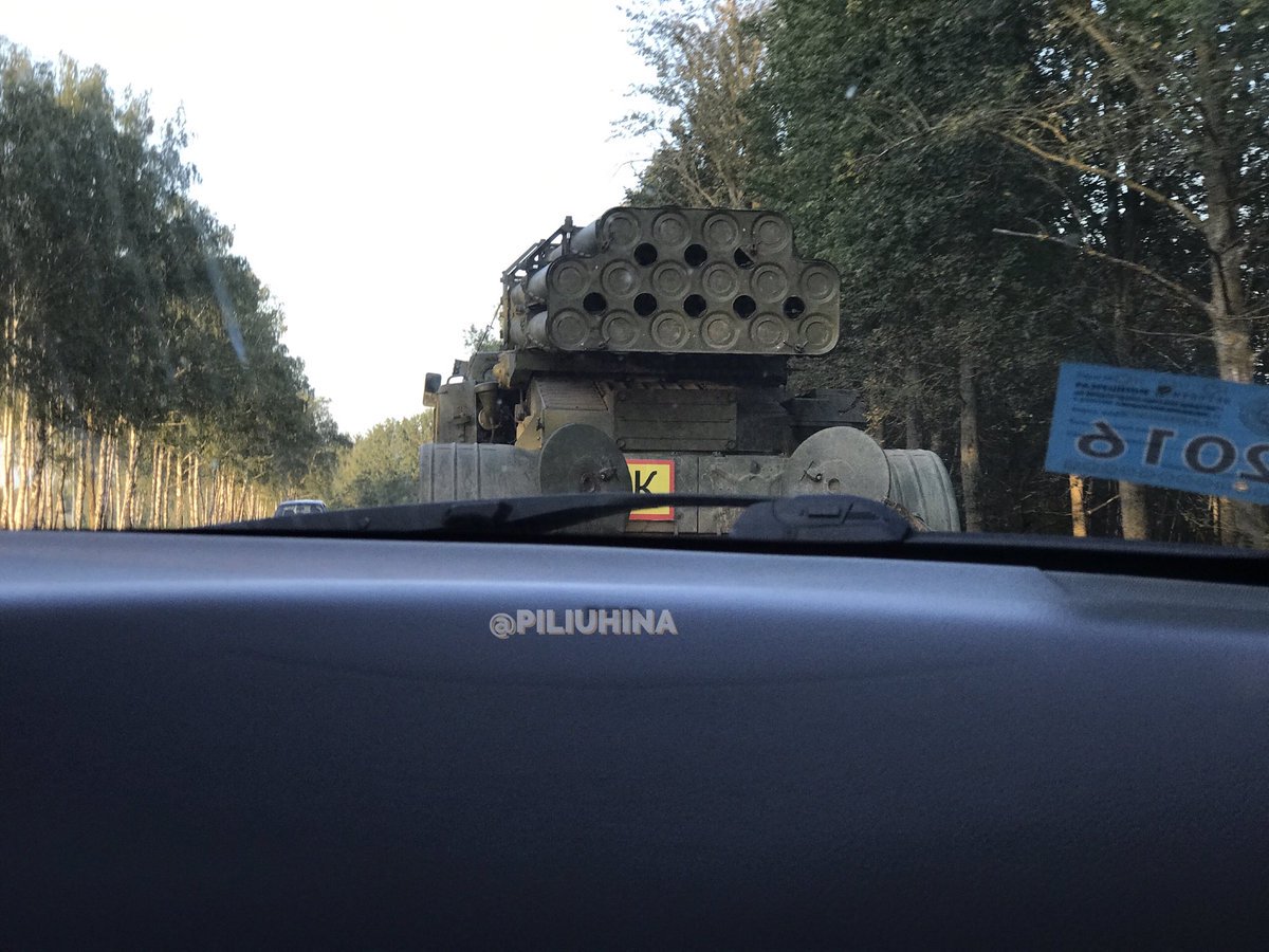 MLRS Uragan driving in Lepiel city, Belarus