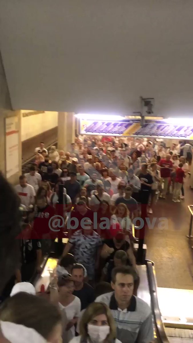 That's Kastrychnickaja metro station in Minsk, everyone are going to the Hero City obelisk 