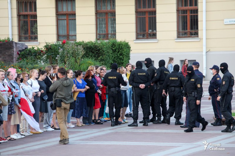 Protest at Red Church in Minsk. Police on the site