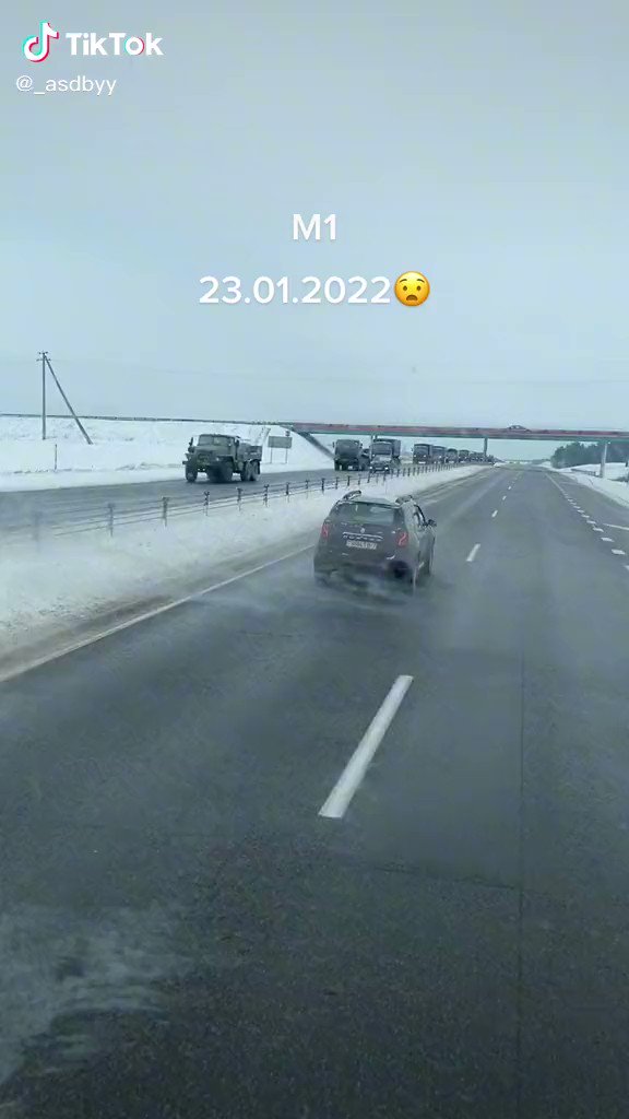 Military convoy filmed on M1 highway