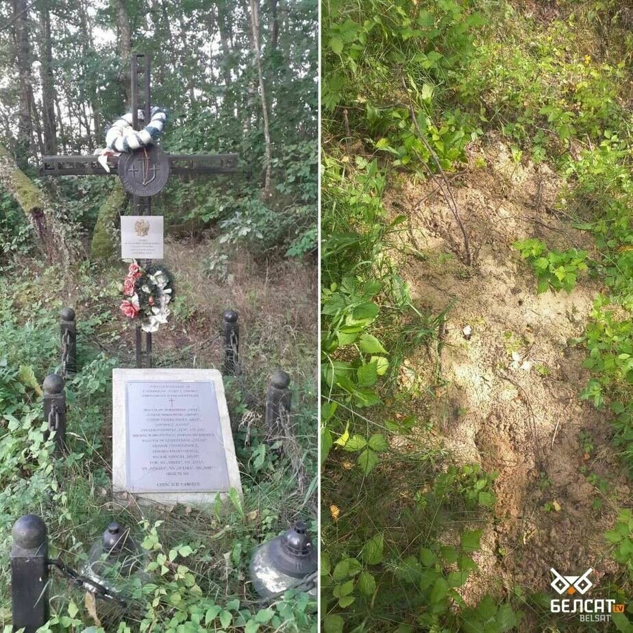 Another Polish grave was destroyed in Belarus. Crosses in memory of the Polish Home Army (AK) soldiers have disappeared from the memorial near the village of Kachichi, Karelitsky district, according to @Belsat_TV.