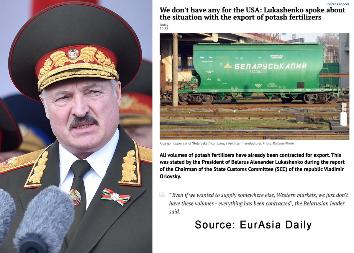 Presidente bielorrusso Alexandre Lukashenka afirma que a Bielorrússia não pode fornecer potássio aos Estados Unidos sob o acordo proposto por Donald Trump com a Bielorrússia. Lukashenka afirmou hoje: Mesmo que quiséssemos fornecer para outros mercados, os mercados ocidentais, simplesmente não temos esses volumes, tudo já foi contratado.